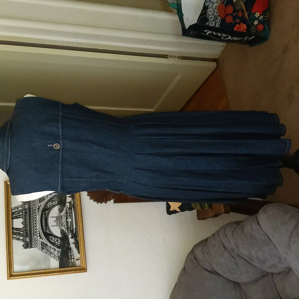Anne Klein Dark Denim Sleeveless Trench Dress - Picture 5 of 6